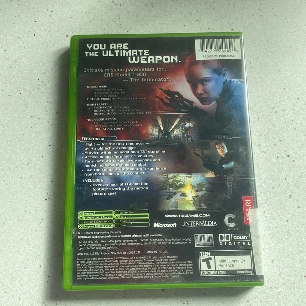 Xbox Terminator 3 Video Game